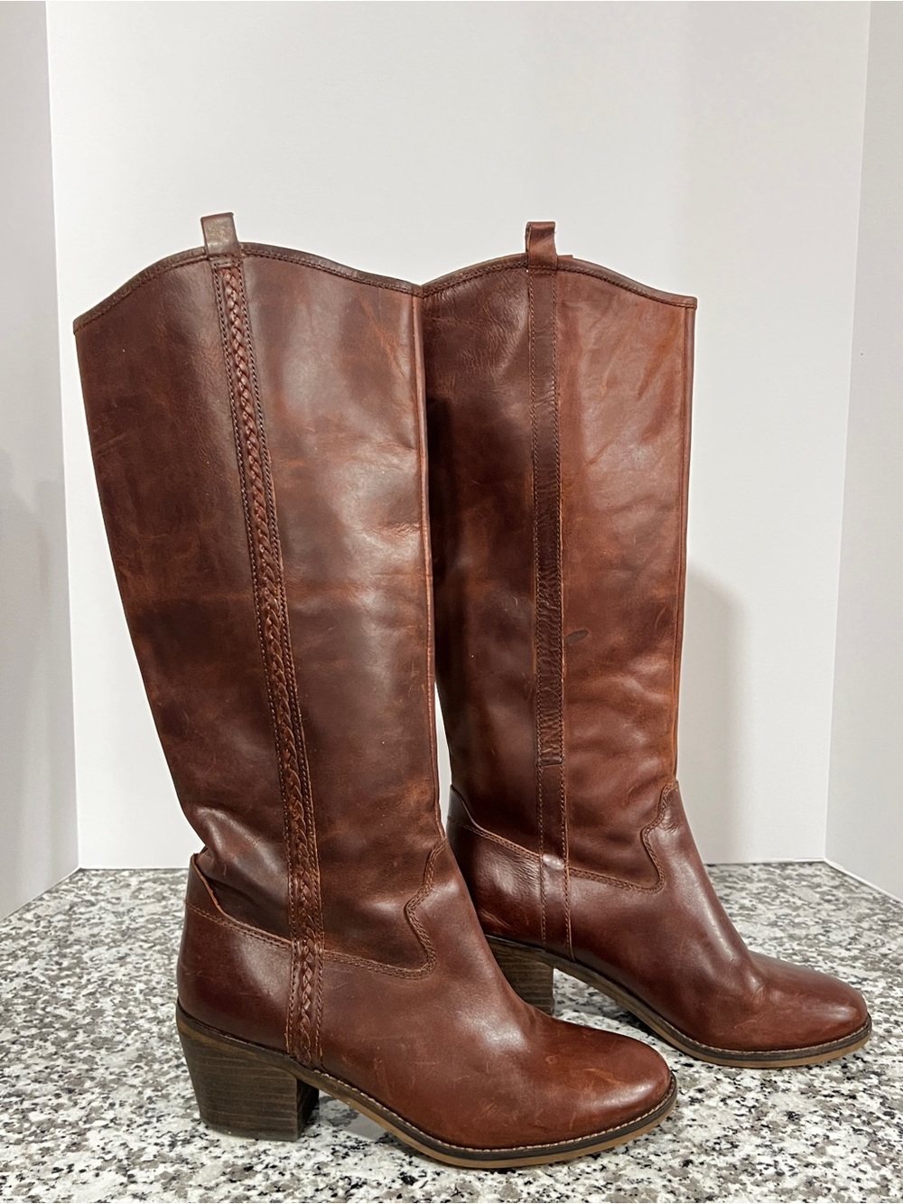 Lucky Brand Tall Brown Leather Boots 🤎 Size 8.5